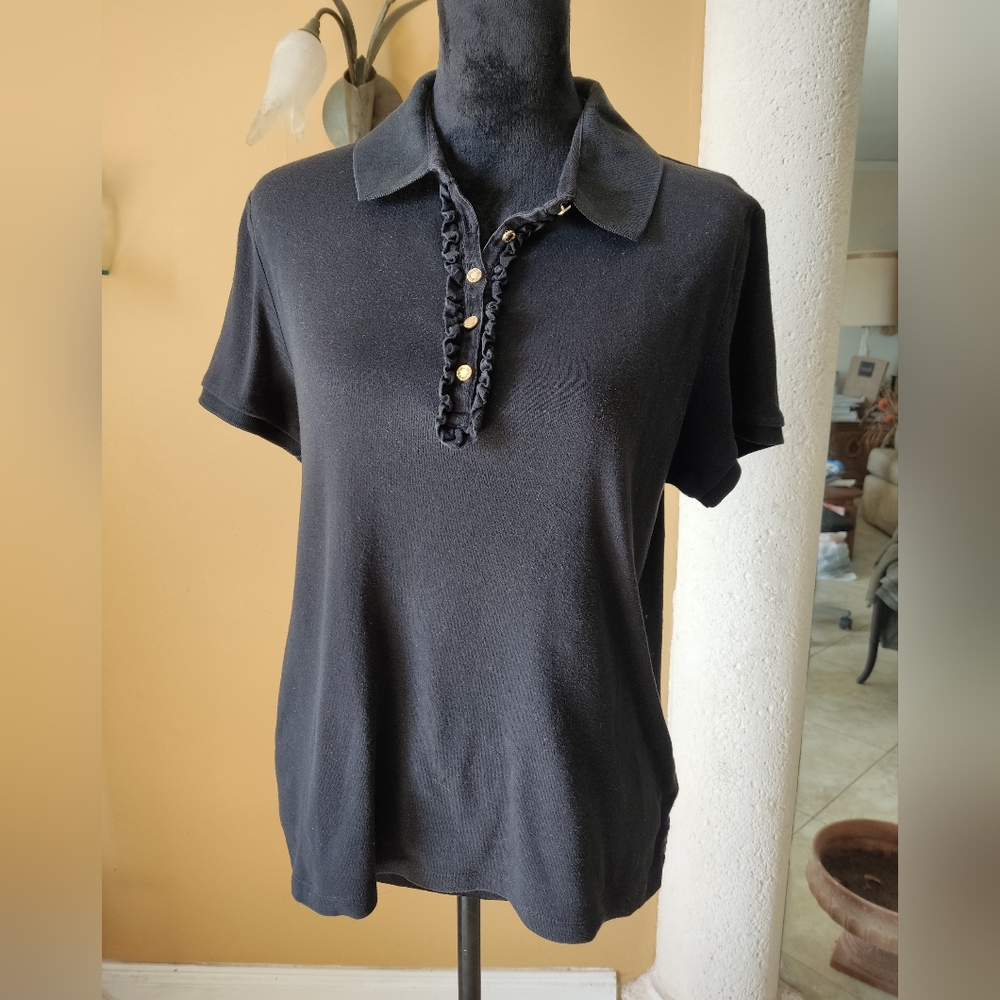 Lauren Ralph Lauren Women's Black Polo Shirt Size XL